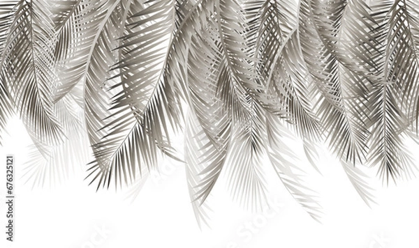 Obraz Macro scale palma leaves. In beige, taupe colors.