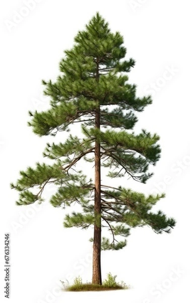 Obraz Pine tree the fall on isolated white background, use in design Decoration work