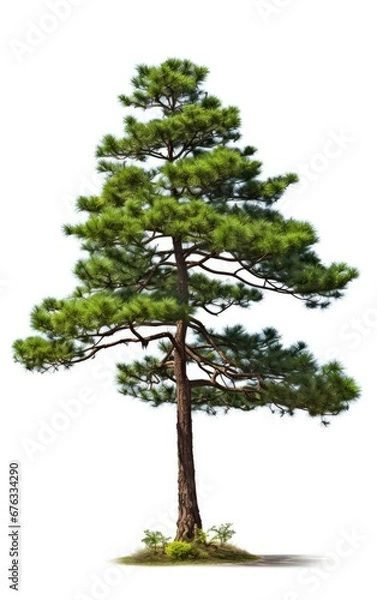 Obraz Pine tree the fall on isolated white background, use in design Decoration work