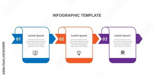Obraz Design template infographic vector element with 3 step process for web presentation and information graphic 
