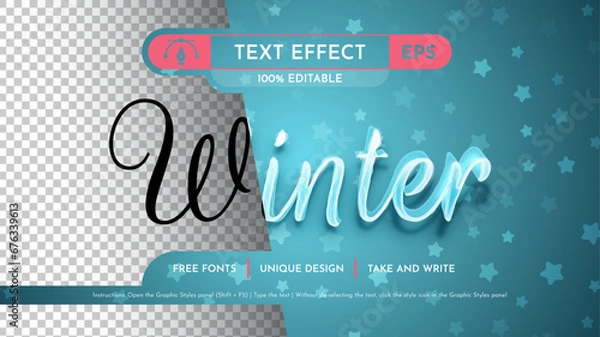 Obraz Snowy Winter - Editable Text Effect, Font Style
