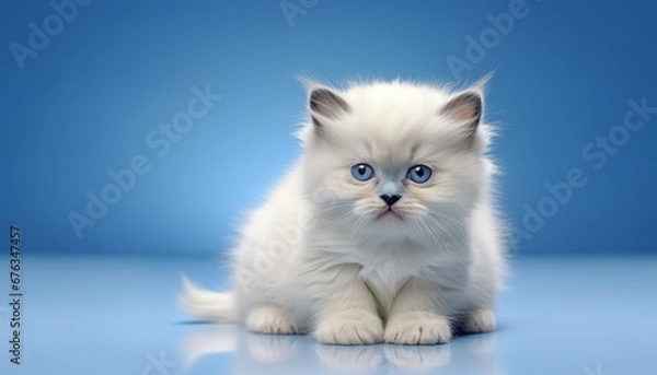 Fototapeta Captivating studio shot of an irresistibly cute cat on an isolated solid color background