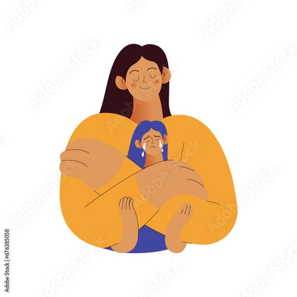 Fototapeta Support your inner child concept. Mental health problems. Modern flat vector illustration