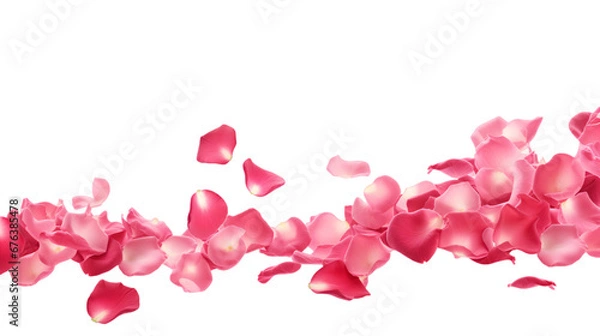 Obraz a falling or flying pink rose petals isolated on a transparent background, Valentine's Backdrop