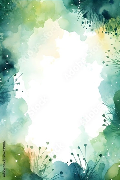 Obraz Abstract Green snowflakes background. Invitation and celebration card.