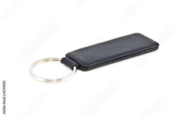 Obraz Leather key chain on white background