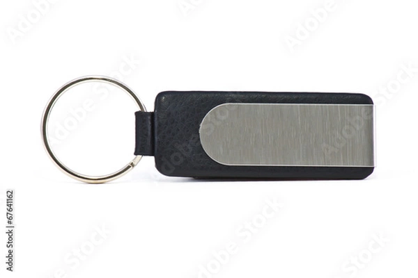 Obraz Leather key chain on white background