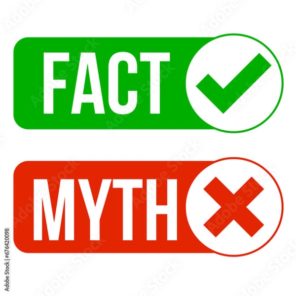 Fototapeta Fact vs Myth Logo concept on a Transparent Background