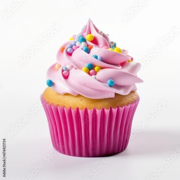 Fototapeta cupcake with frosting and sprinkles