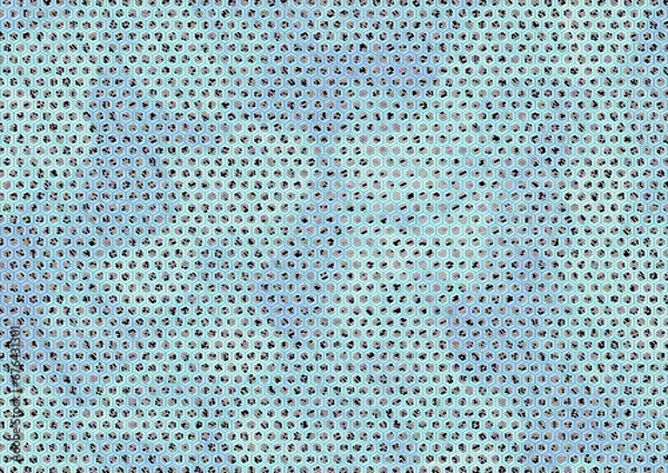 Obraz Hexagonal Pattern Design with Multicolored Squares and black Interlining on a blue Background