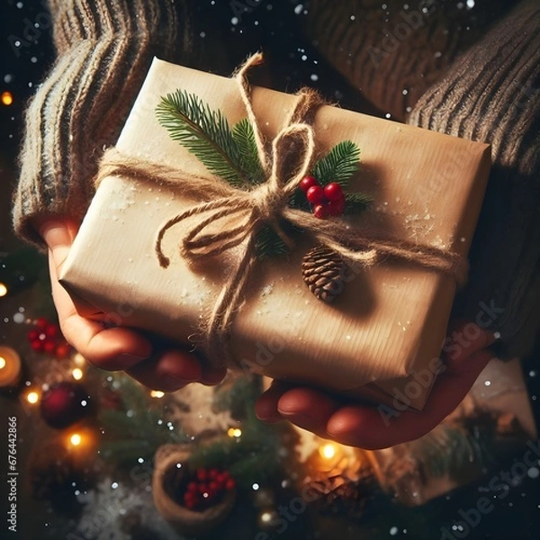 Obraz Receiving a Gift for Christmas