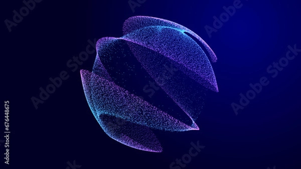 Fototapeta Abstract twisted, cosmic wormhole. Technology background. Data network. 3D rendering.