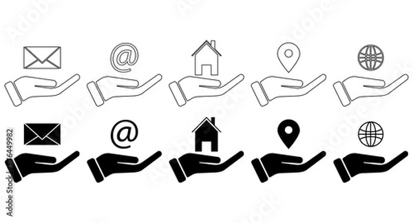 Fototapeta Gesture isolated on white background with clipping path, helping hand outstretched for salvation,internet, house, letter, internet