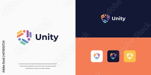 Fototapeta unity logo abstract, logo People and community, Logo for Teams or Groups