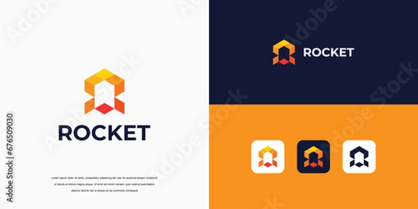 Obraz launching rocket logo, rocket vector