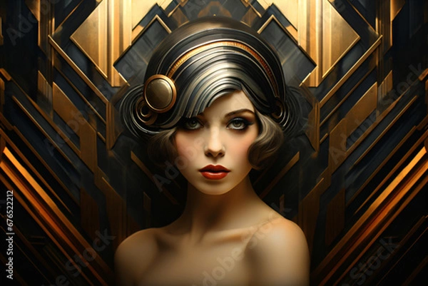 Obraz portret kobiety w stylu art deco