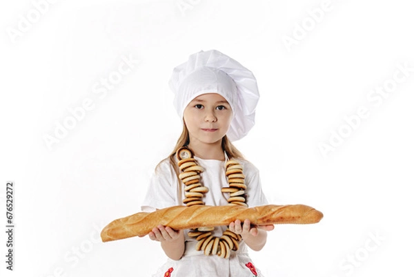 Obraz child chef with bread