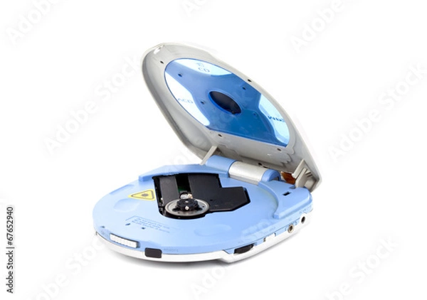Obraz Portable Cd Player On White Background