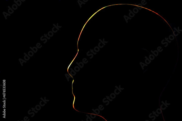 Obraz red and yellow shing contours of a human head