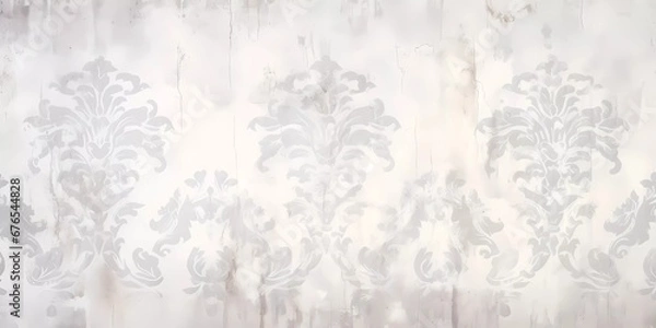 Fototapeta Old distressed white wallpapers with beautiful vintage patterns.