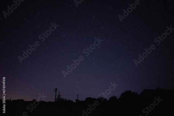 Obraz Beautiful landscape of Milky Way in the village during Starfall