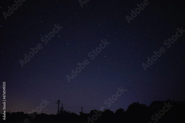 Obraz Beautiful landscape of Milky Way in the village during Starfall