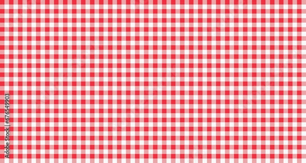 Fototapeta Red checkered pattern tablecloth