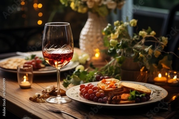 Fototapeta Festive table. Beautiful dishes.