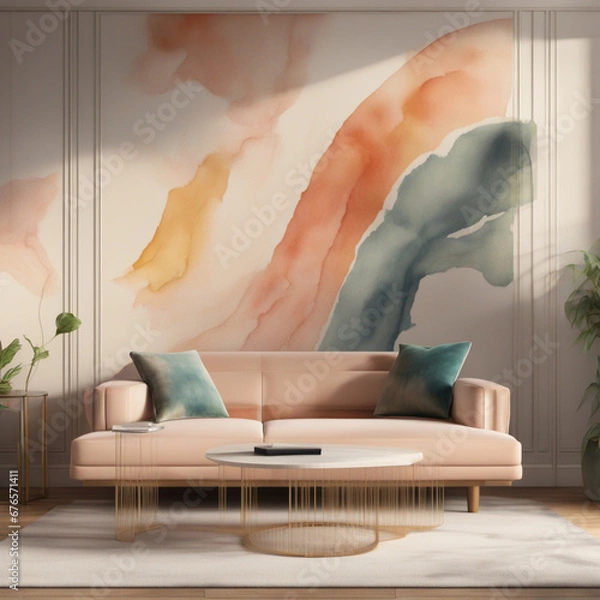 Fototapeta living room, for inspiration, for composing designer work, desktop background, video call background, commercial work and more.