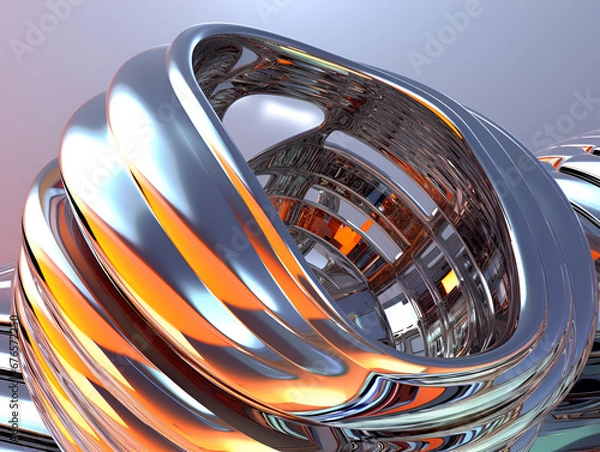Obraz futuristic abstract liquid metal shape with chromatic effect,Generative AI