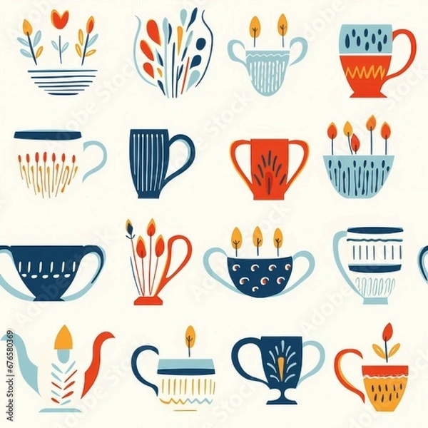 Fototapeta Scandinavian Tableware Pattern
