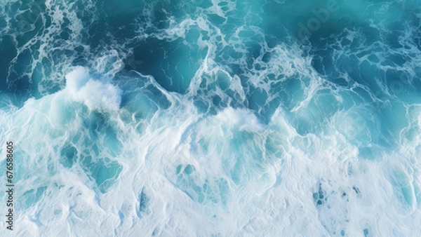 Fototapeta Breath of the Winds: Turquoise Sea and Azure Waves, Top View