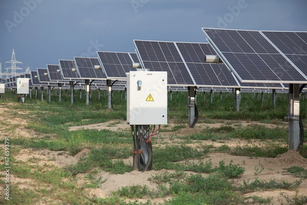 Fototapeta Smart combiner box in solar farm