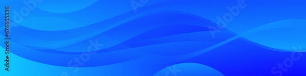 Fototapeta Abstract blue banner color with a unique wavy design. It is ideal for creating eye catching headers, promotional banners, and graphic elements with a modern and dynamic look.