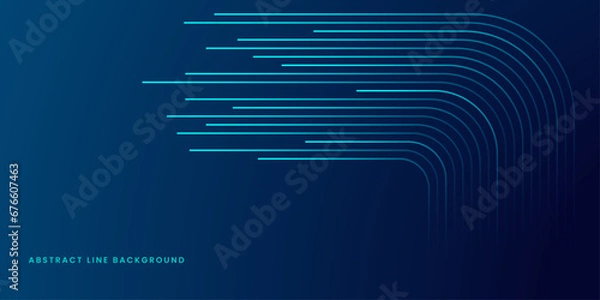 Obraz Vector semicircle flowing lines dynamic pattern in blue green color isolated on black background for technology concept AI, digital, communication, science
