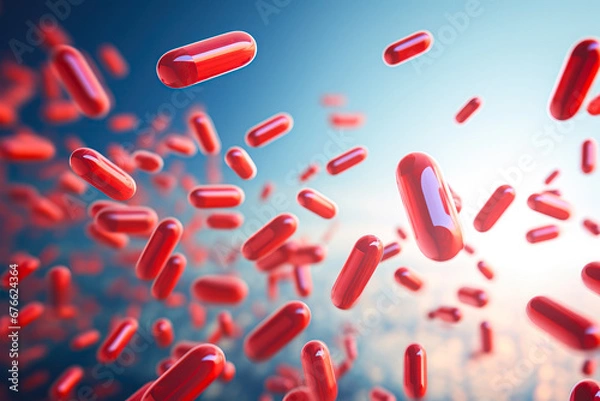 Fototapeta falling pills close-up