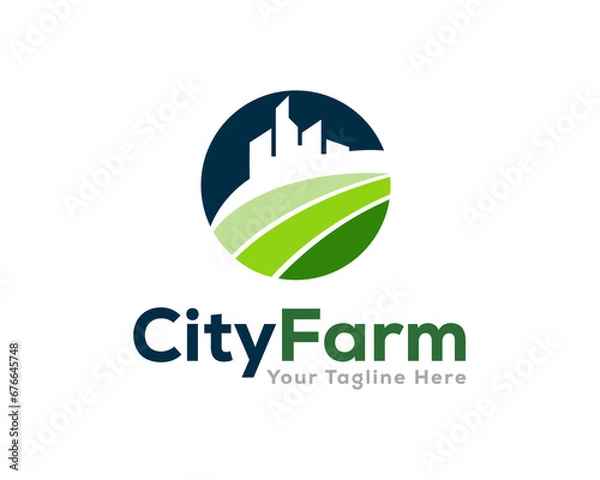 Fototapeta circle abstract green farm field view building logo icon symbol design template illustration inspiration