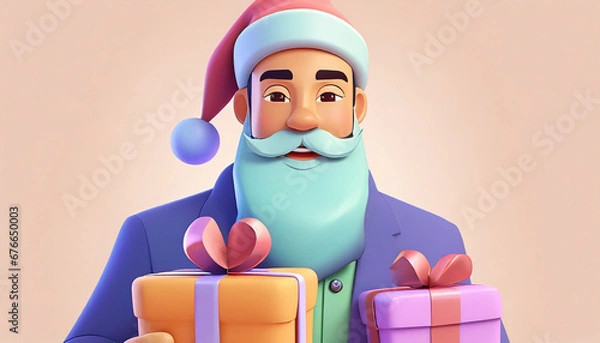 Obraz 3d santa clause with gifts
