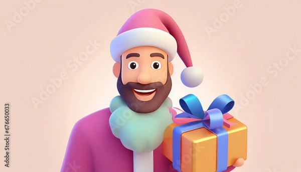Obraz 3d santa clause with gifts