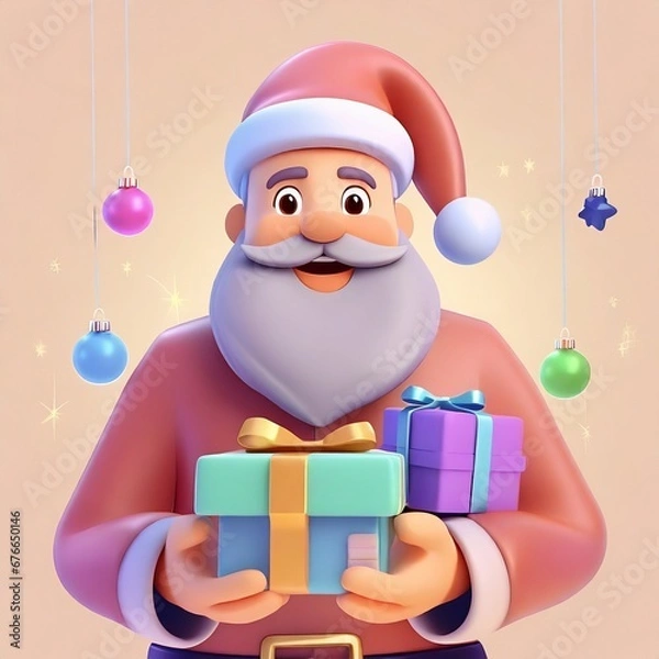 Obraz 3d santa clause with gifts
