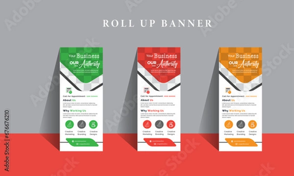 Fototapeta Creative Roll Up Banner Design Template With A Place For Photo, Web Banner template