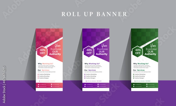 Fototapeta Creative Roll Up Banner Design Template With A Place For Photo, Web Banner template