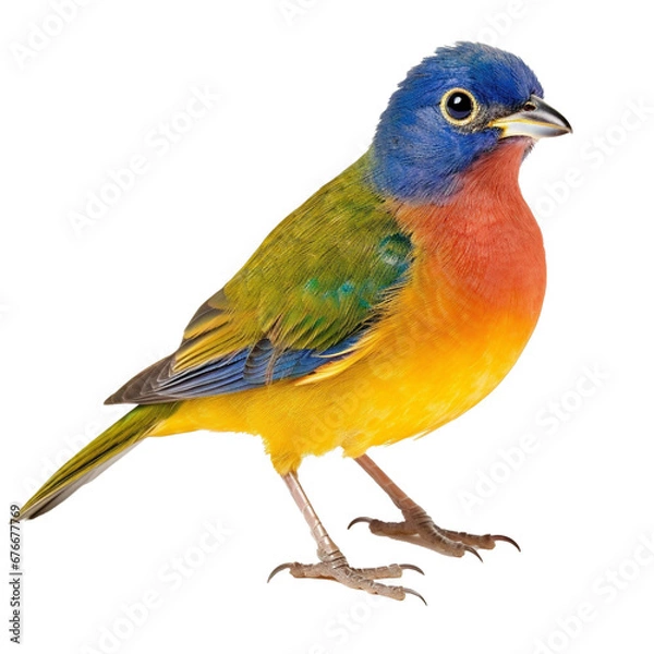 Fototapeta full body shot of a painted bunting on transparent background cutout - Generative AI	