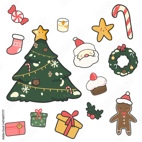 Obraz set of christmas elements