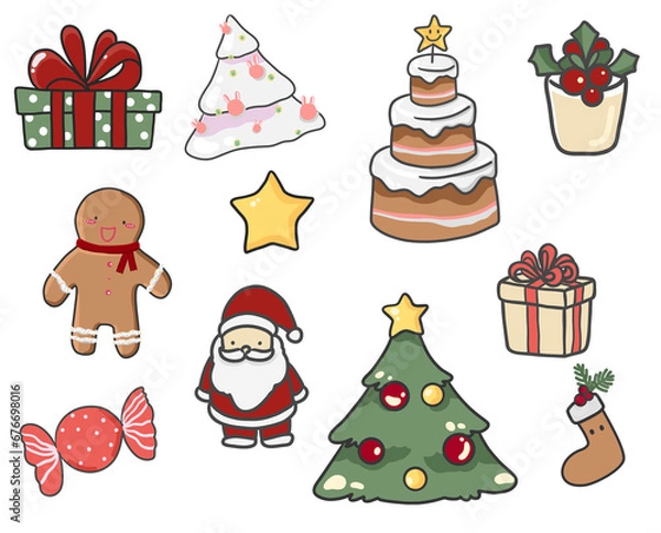 Obraz set of christmas elements