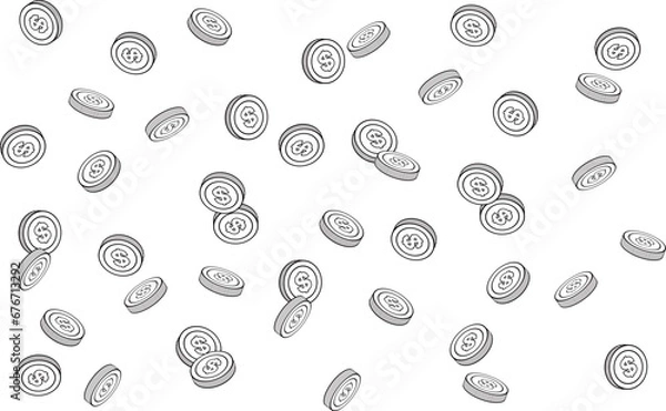 Fototapeta バラバラに落ちる＄マークのついたドルコイン