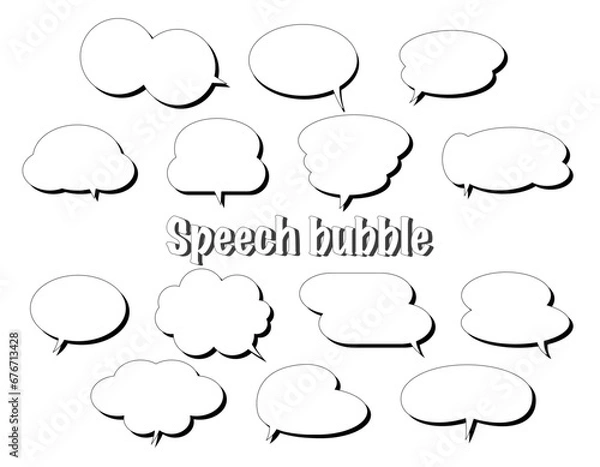 Fototapeta シンプルで使いやすい影のある吹き出しのセット