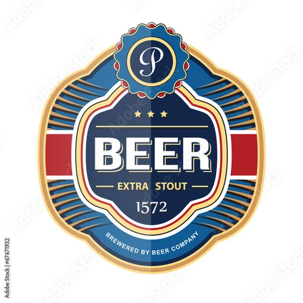 Obraz Green beer bottle label template