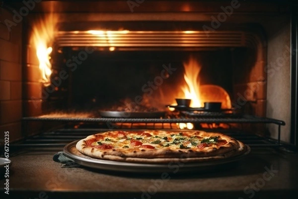 Obraz pizza in a fireplace