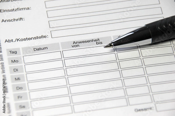 Fototapeta stundenzettel